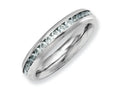 Chisel Stainless Steel 4mm March Light Blue CZ Ring