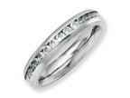 Chisel Stainless Steel 4mm March Light Blue CZ Ring