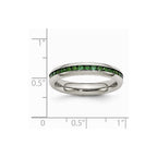 Chisel Stainless Steel 4mm May Green CZ Ring