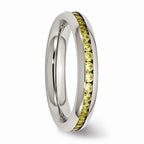 Chisel Stainless Steel 4mm November Yellow CZ Ring