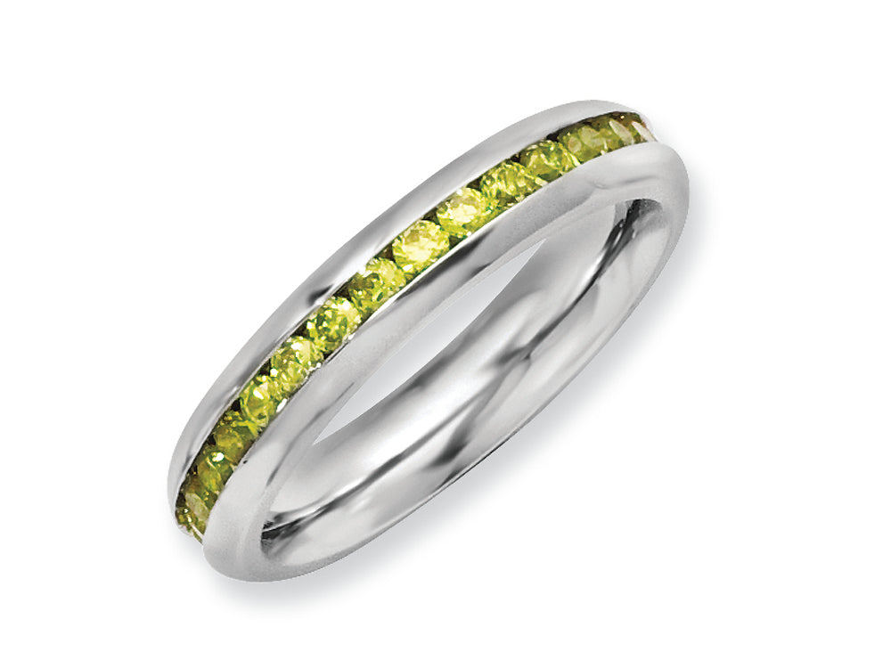 Chisel Stainless Steel 4mm November Yellow CZ Ring