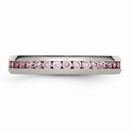 Chisel Stainless Steel 4mm October Pink CZ Ring