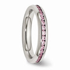 Chisel Stainless Steel 4mm October Pink CZ Ring