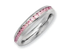 Chisel Stainless Steel 4mm October Pink CZ Ring