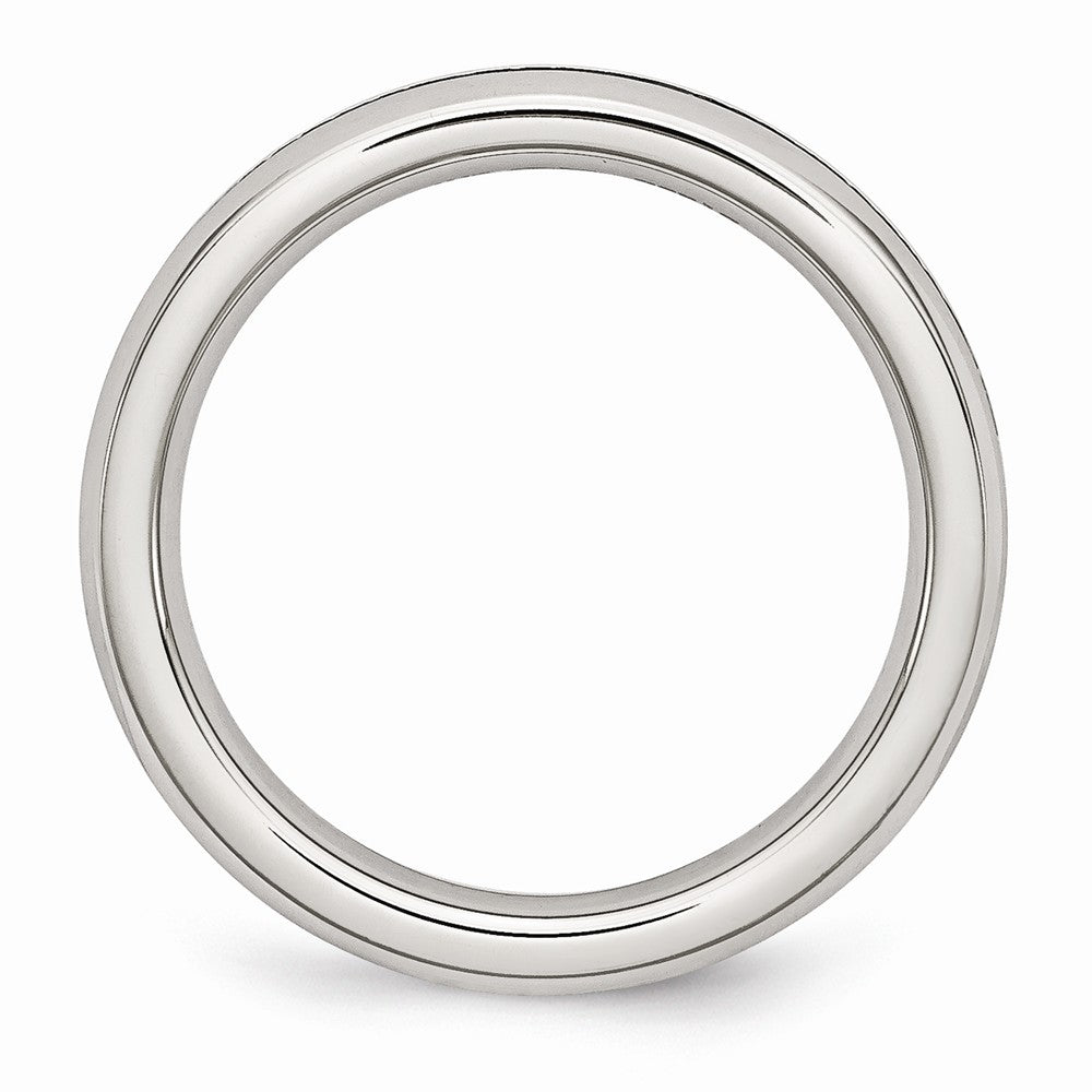 Chisel Stainless Steel 4mm September Blue CZ Ring