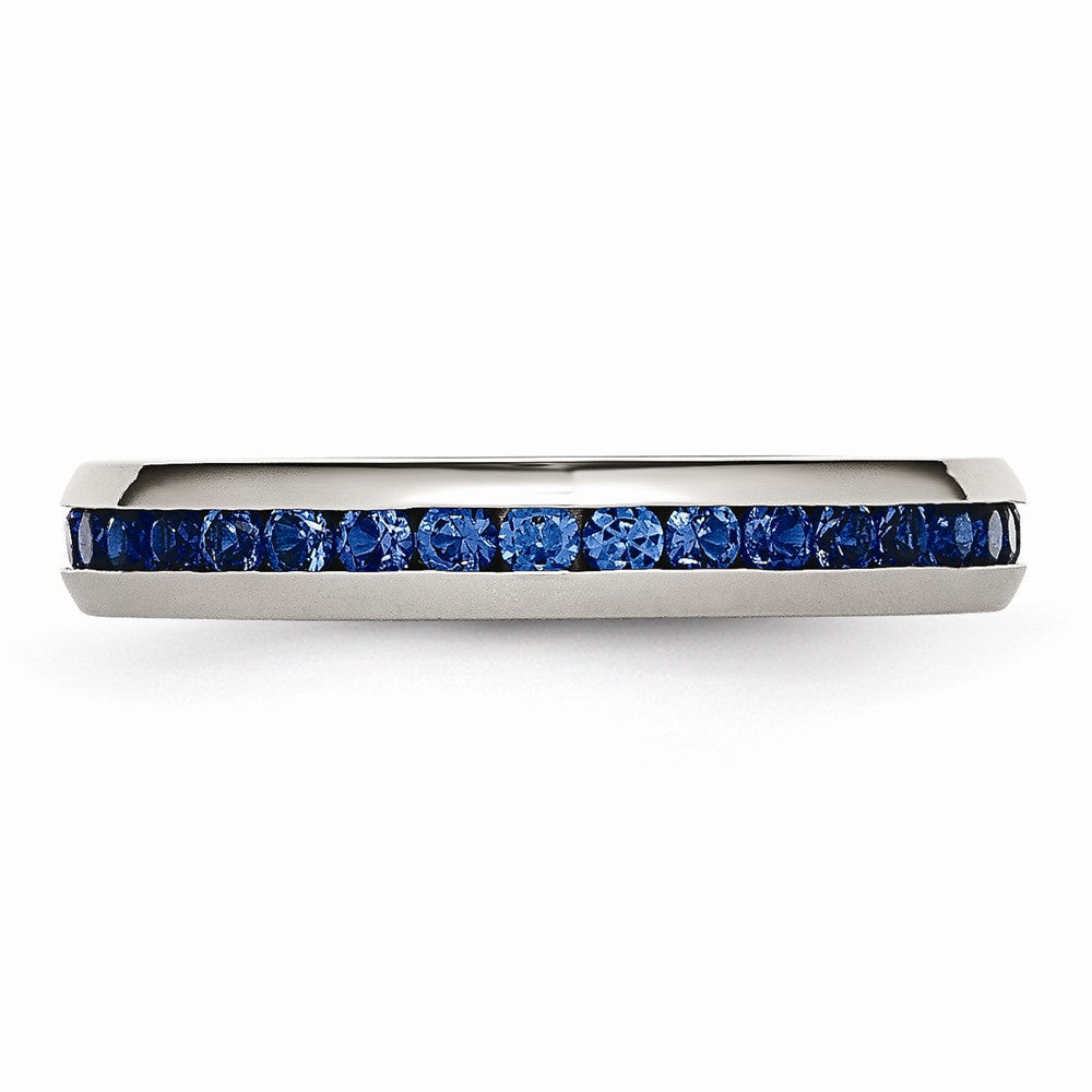Chisel Stainless Steel 4mm September Blue CZ Ring