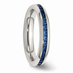 Chisel Stainless Steel 4mm September Blue CZ Ring