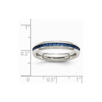 Chisel Stainless Steel 4mm September Blue CZ Ring