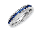 Chisel Stainless Steel 4mm September Blue CZ Ring
