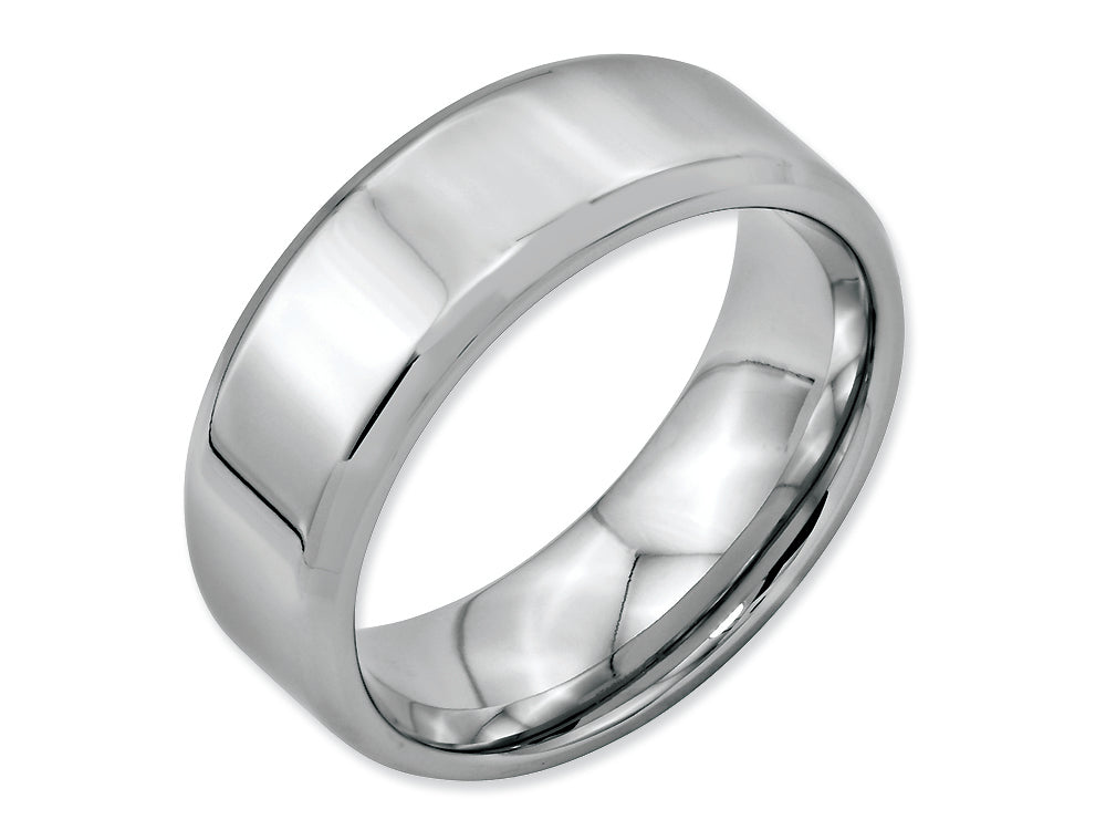 Chisel Stainless Steel Beveled Edge 8mm Polished Wedding Band