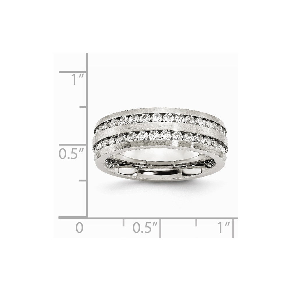 Chisel Stainless Steel 7mm Double Row CZ Ring