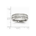 Chisel Stainless Steel 7mm Double Row CZ Ring