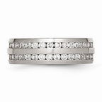 Chisel Stainless Steel 7mm Double Row CZ Ring