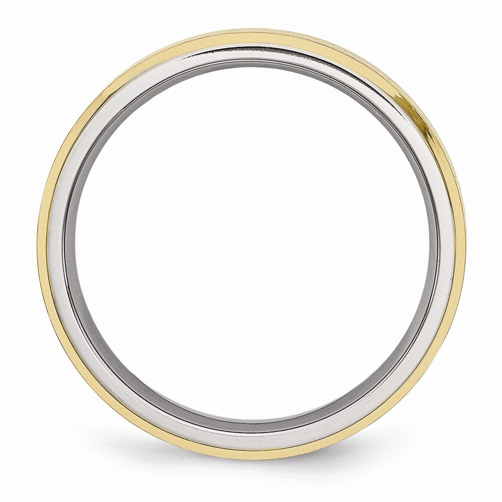 Chisel Stainless Steel Beveled Edge 5mm Brushed/polished Yellow Ip-plated Wedding Band