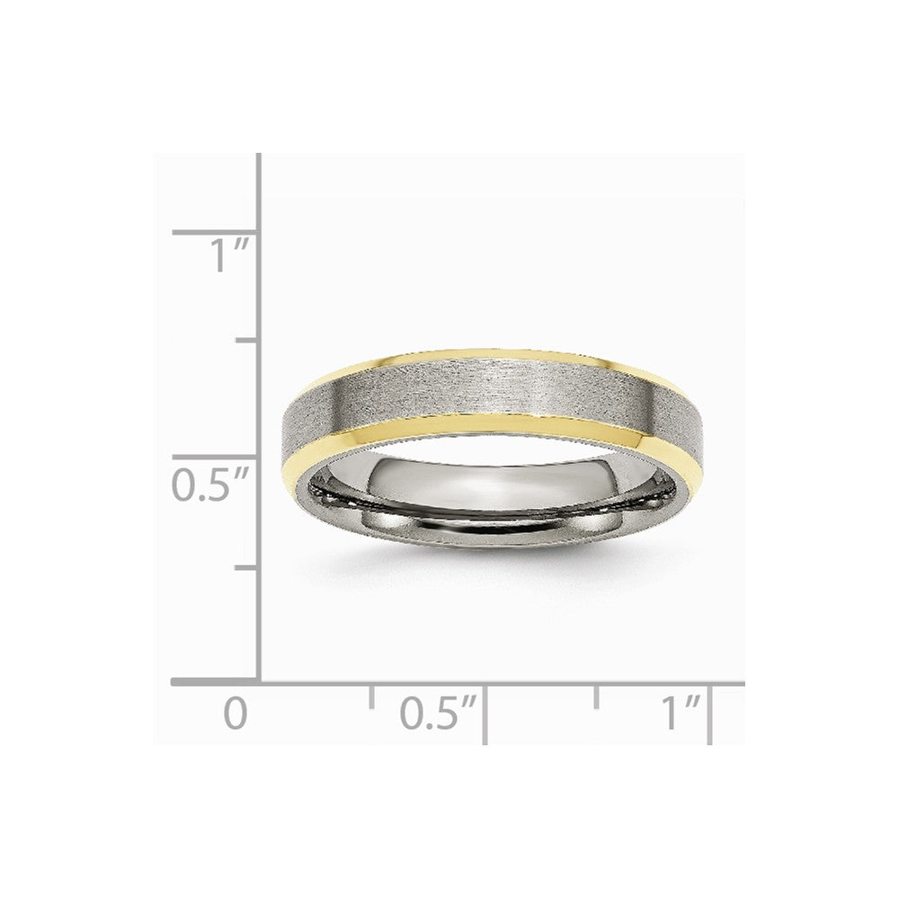 Chisel Stainless Steel Beveled Edge 5mm Brushed/polished Yellow Ip-plated Wedding Band