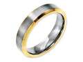 Chisel Stainless Steel Beveled Edge 5mm Brushed/polished Yellow Ip-plated Wedding Band