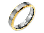 Chisel Stainless Steel Beveled Edge 5mm Brushed/polished Yellow Ip-plated Wedding Band