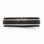 Chisel Stainless Steel Grooved and Polished 6mm Black Ip-plated Wedding Band