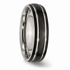 Chisel Stainless Steel Grooved and Polished 6mm Black Ip-plated Wedding Band