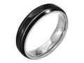 Chisel Stainless Steel Grooved and Polished 6mm Black Ip-plated Wedding Band