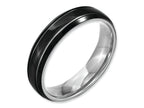 Chisel Stainless Steel Grooved and Polished 6mm Black Ip-plated Wedding Band