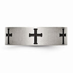 Chisel Stainless Steel 7mm Black Ip-plated Crosses Brushed/polished Wedding Band