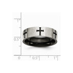 Chisel Stainless Steel 7mm Black Ip-plated Crosses Brushed/polished Wedding Band