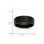 Chisel Stainless Steel 8mm Black Ip-plated Grooved and Brushed Wedding Band