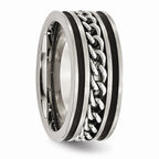 Chisel Stainless Steel Chain/black Ip-plated Brushed and Polished 10mm Wedding Band