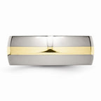 Chisel Stainless Steel And 14k Yellow Inlay 8mm Polished Wedding Band