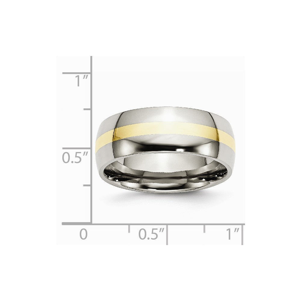 Chisel Stainless Steel And 14k Yellow Inlay 8mm Polished Wedding Band