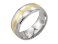 Chisel Stainless Steel And 14k Yellow Inlay 8mm Polished Wedding Band
