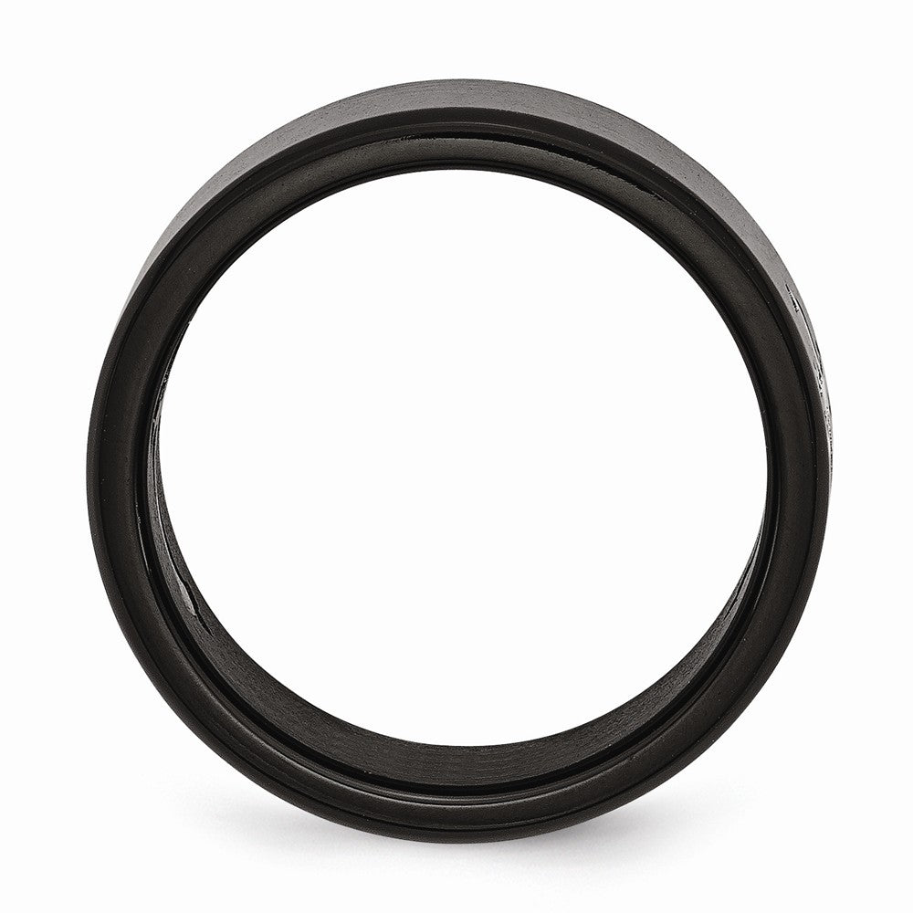 Chisel Stainless Steel Brushed Black Ip-plated With Cross 9mm Wedding Band