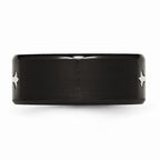 Chisel Stainless Steel Brushed Black Ip-plated With Cross 9mm Wedding Band
