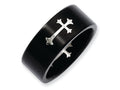 Chisel Stainless Steel Brushed Black Ip-plated With Cross 9mm Wedding Band