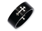 Chisel Stainless Steel Brushed Black Ip-plated With Cross 9mm Wedding Band