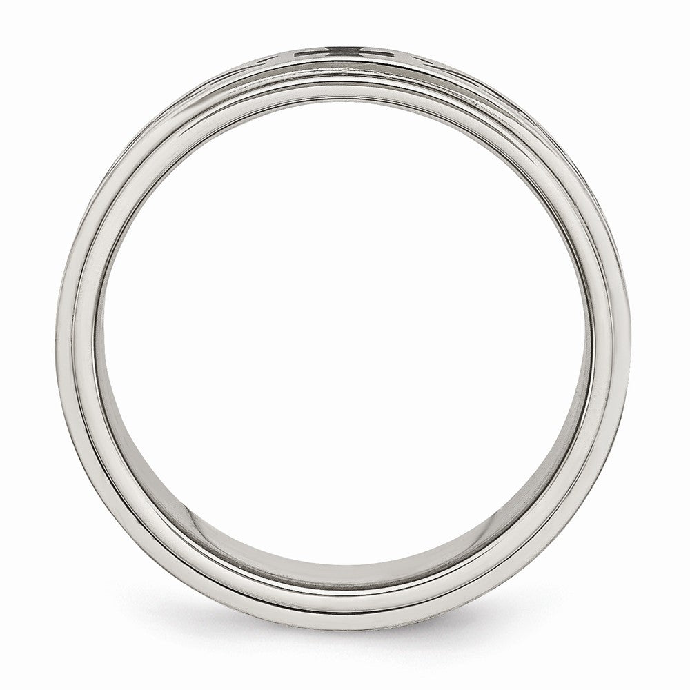 Chisel Stainless Steel Enamel Swirl Design 8mm Brushed/polished Wedding Band