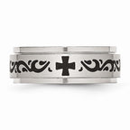 Chisel Stainless Steel Enamel Swirl Design 8mm Brushed/polished Wedding Band