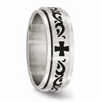Chisel Stainless Steel Enamel Swirl Design 8mm Brushed/polished Wedding Band