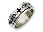 Chisel Stainless Steel Enamel Swirl Design 8mm Brushed/polished Wedding Band