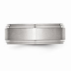 Chisel Stainless Steel Ridged Edge 8mm Brushed And Polished Wedding Band