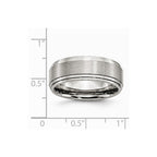 Chisel Stainless Steel Ridged Edge 8mm Brushed And Polished Wedding Band