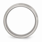 Chisel Stainless Steel Ridged Edge 8mm Brushed And Polished Wedding Band