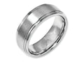 Chisel Stainless Steel Ridged Edge 8mm Brushed And Polished Wedding Band
