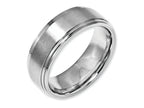 Chisel Stainless Steel Ridged Edge 8mm Brushed And Polished Wedding Band