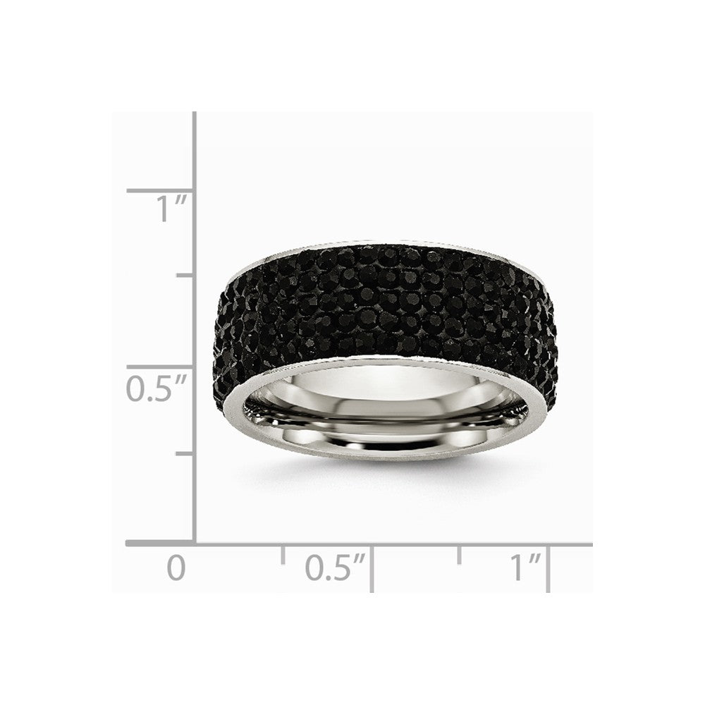 Chisel Stainless Steel Black Crystal 9mm Eternity  Ring