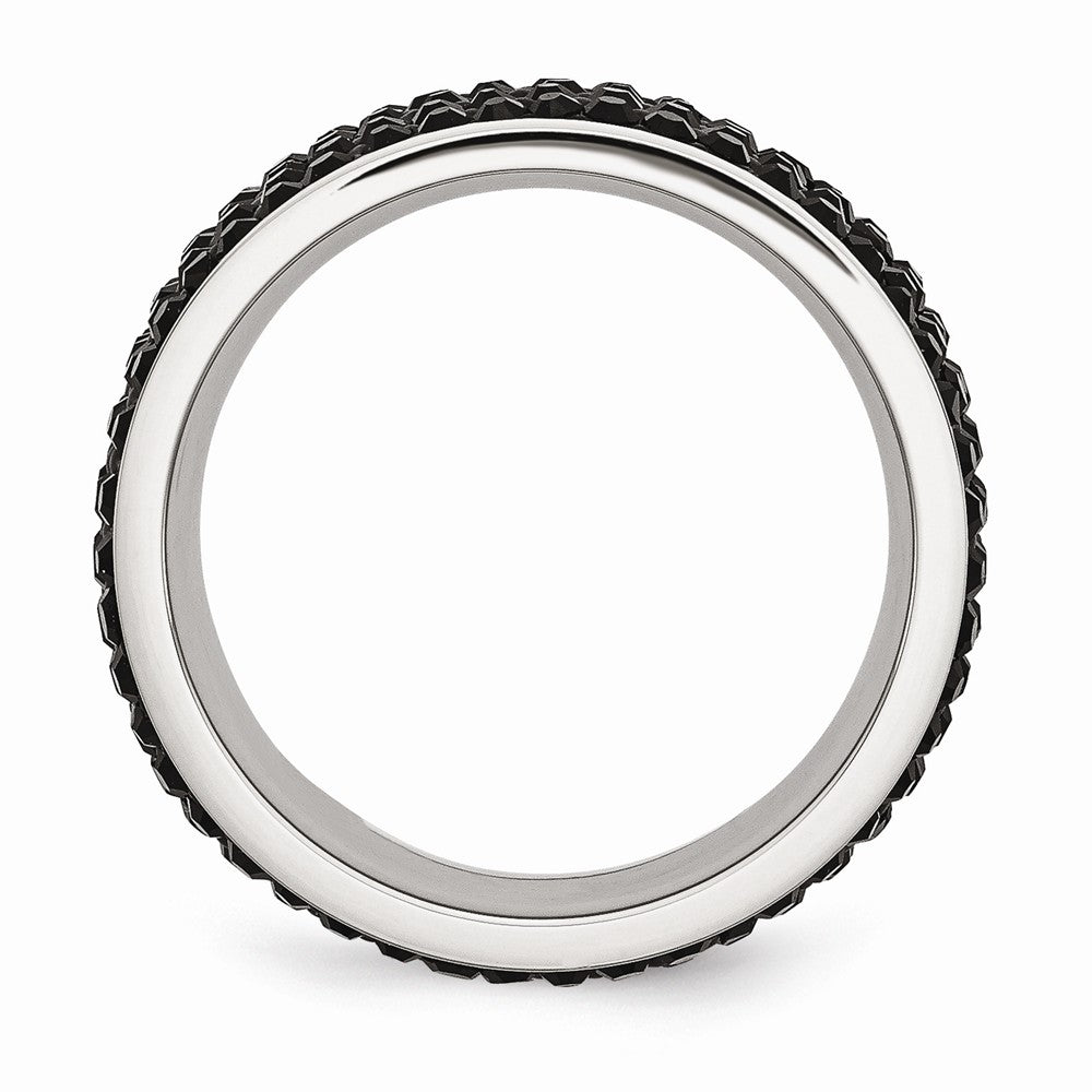 Chisel Stainless Steel Black Crystal 9mm Eternity  Ring