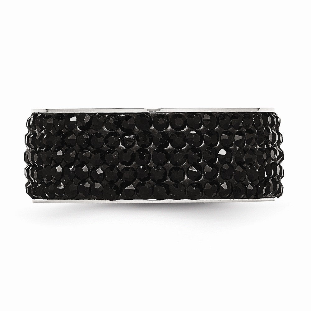 Chisel Stainless Steel Black Crystal 9mm Eternity  Ring