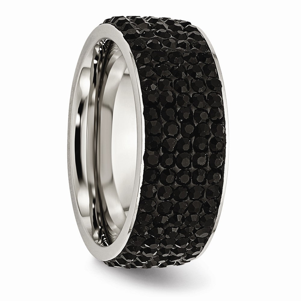 Chisel Stainless Steel Black Crystal 9mm Eternity  Ring