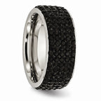 Chisel Stainless Steel Black Crystal 9mm Eternity  Ring